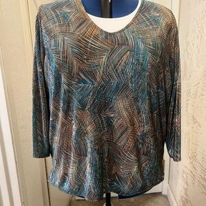 Women's Peacock Patterned Multi Colored Top